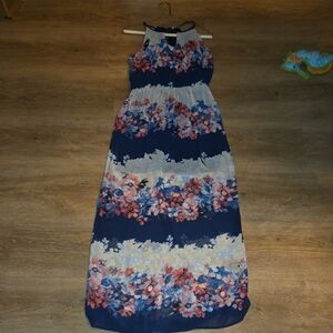 Pink Owl Long Navy Floral Halter Maxi Dress